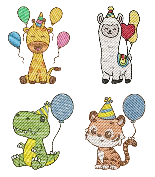 Kit Matriz de Bordado Animais Aniversário